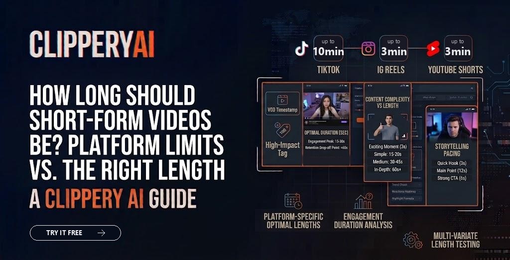 Header image: how long should short-form videos be, platform limits versus the right length for TikTok, Reels and Shorts