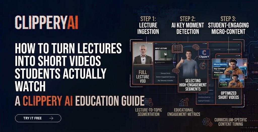 Header image: how to turn lectures into short videos students actually watch, from a full lecture to short micro-learning clips